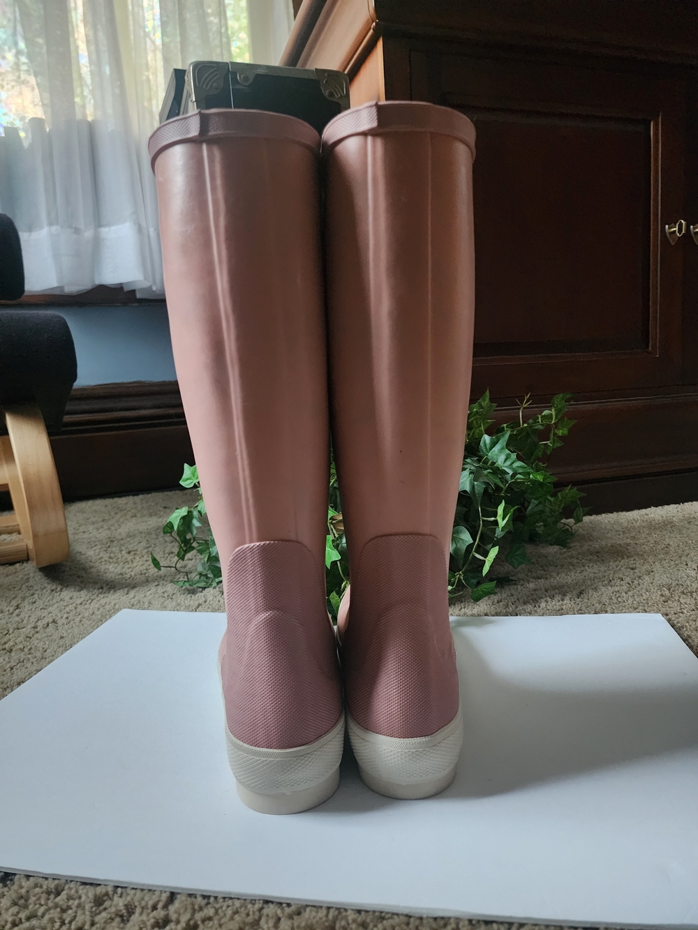 Women's Tall Blush Pink Waterproof Rain Boots with White Sole - Picture 14 of 15